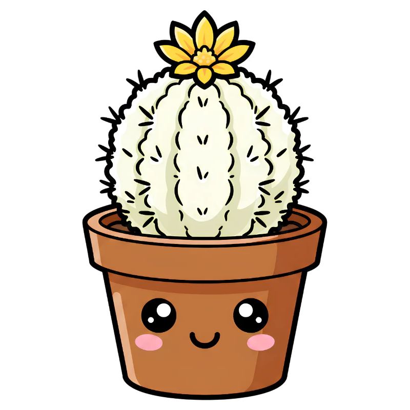 Cactus Kawaii à fleur jaune