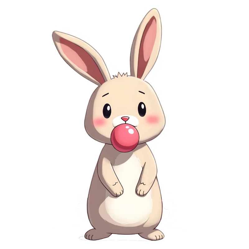 Lapin avec du chewing-gum