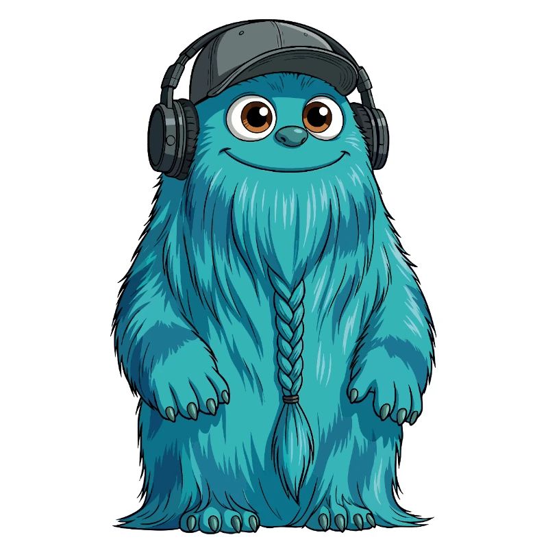 DJ Fluffo avec une tresse devant - Design Fluffonster