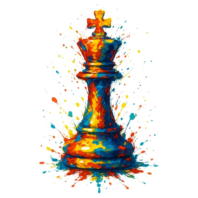 Roi d'Échecs Style Aquarelle Coloré