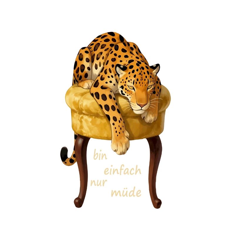 Müder Leopard auf Samtkissen