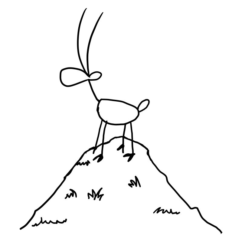 Steinbock auf Berg schwarz