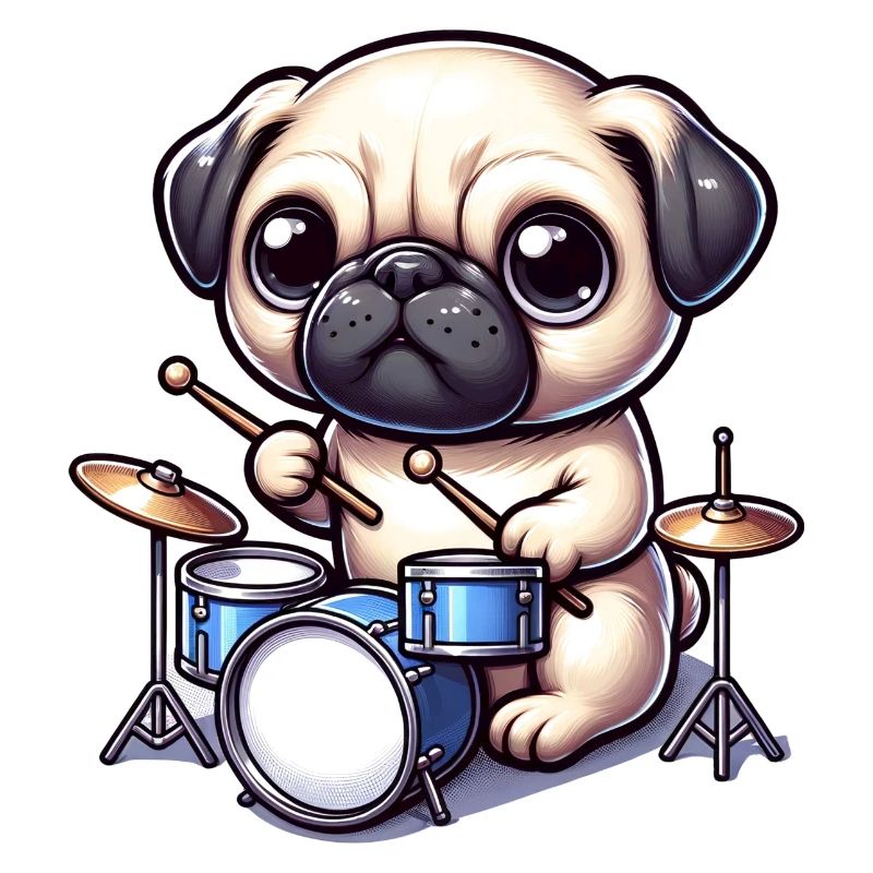 Conception mignonne de batteur carlin