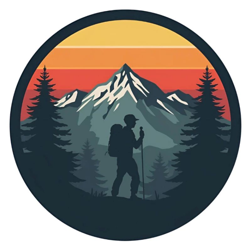Adventurous hiker at sunset