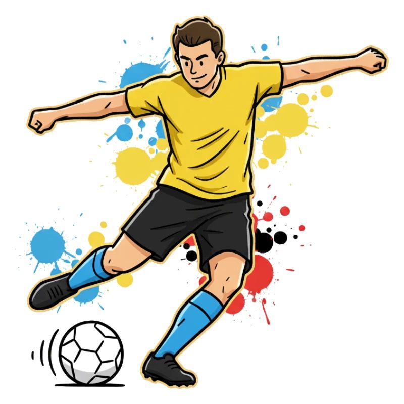 Soccer Player Comic Paint Splash Yellow