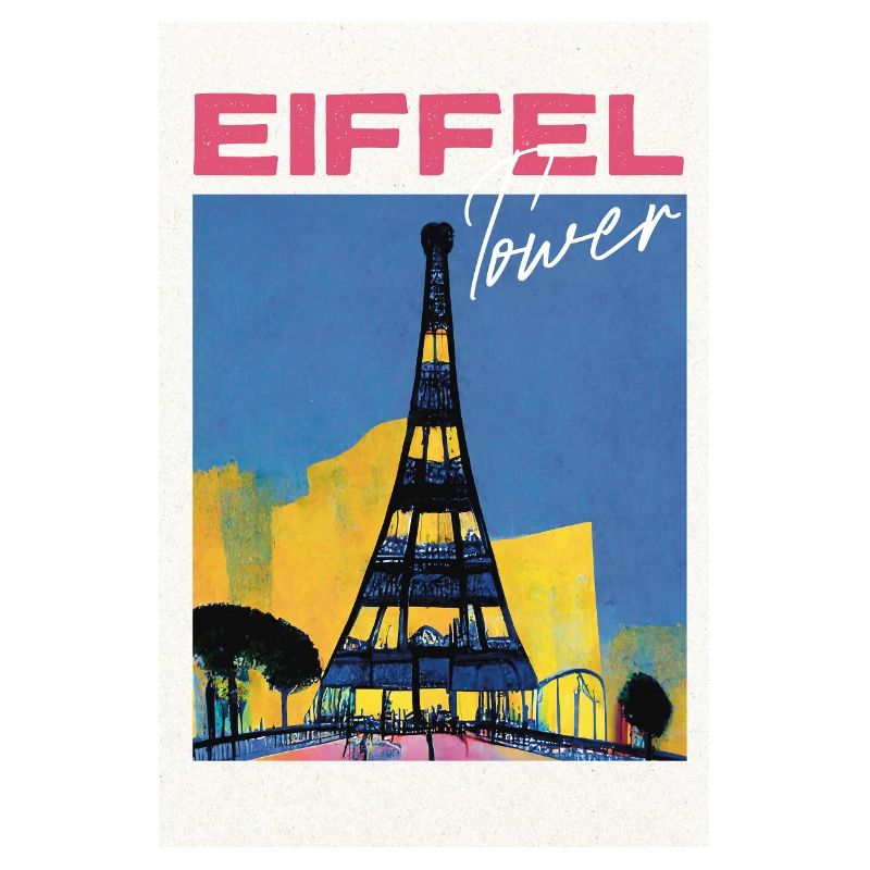 Eiffel Tower at Night Reiseplakat Retro