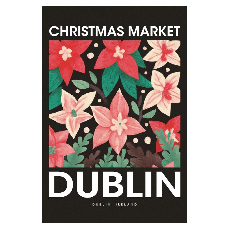 Marché de Noël Dublin Affiche Irlande 1960