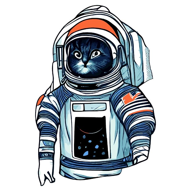 Illustration d’un chat dans une combinaison spatiale