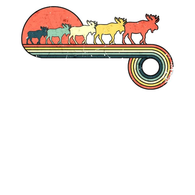 Moose Retro Vintage Puesta de sol Arco iris Color