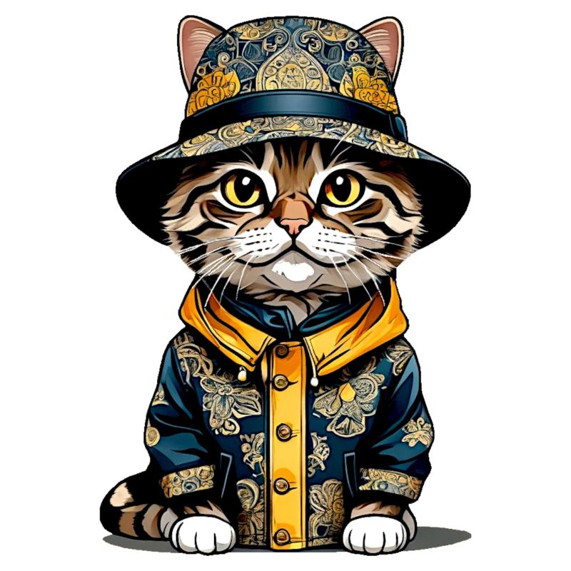 Katze mit Anglerhut