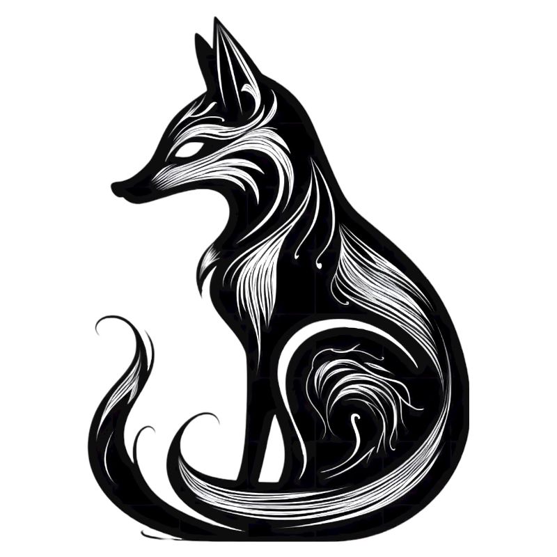 Minimalistic Black & White Fox