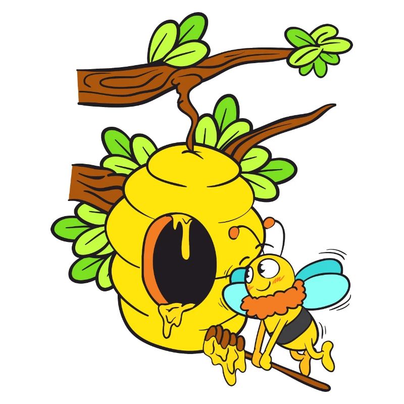 Abeille avec ruche sur la branche