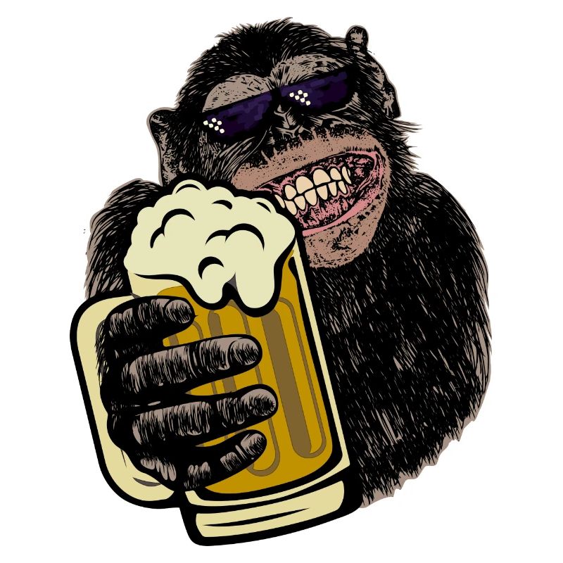 Affe mit Bier Biertrinkershirt Geschenk