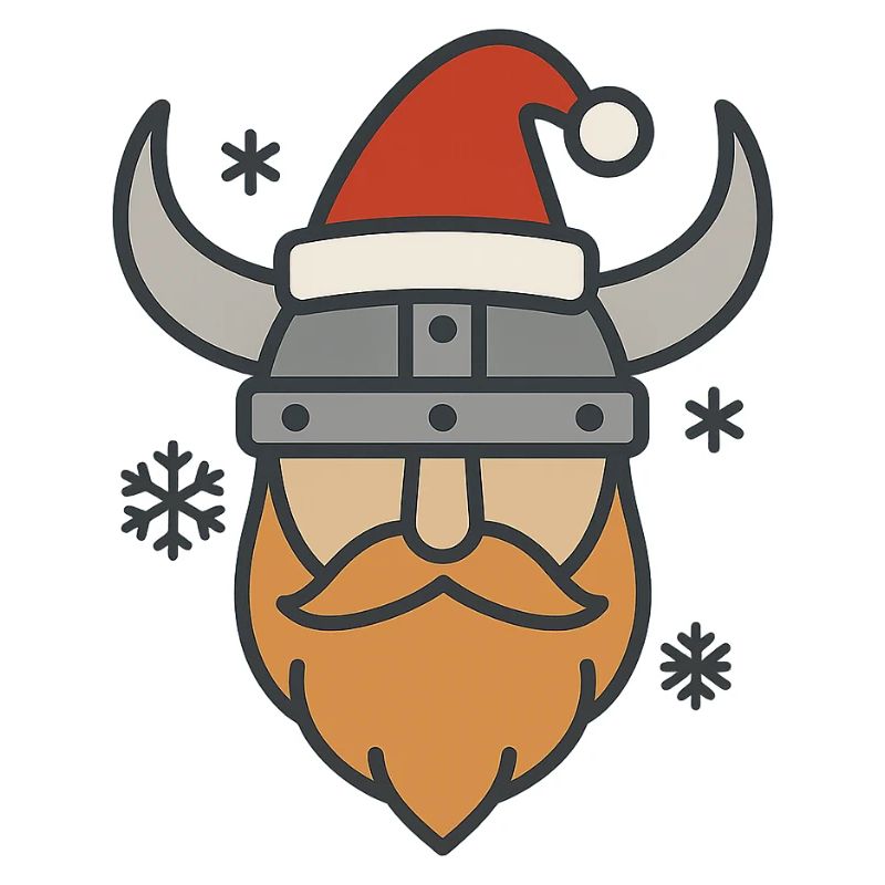 Wikinger mit Weihnachtsmütze