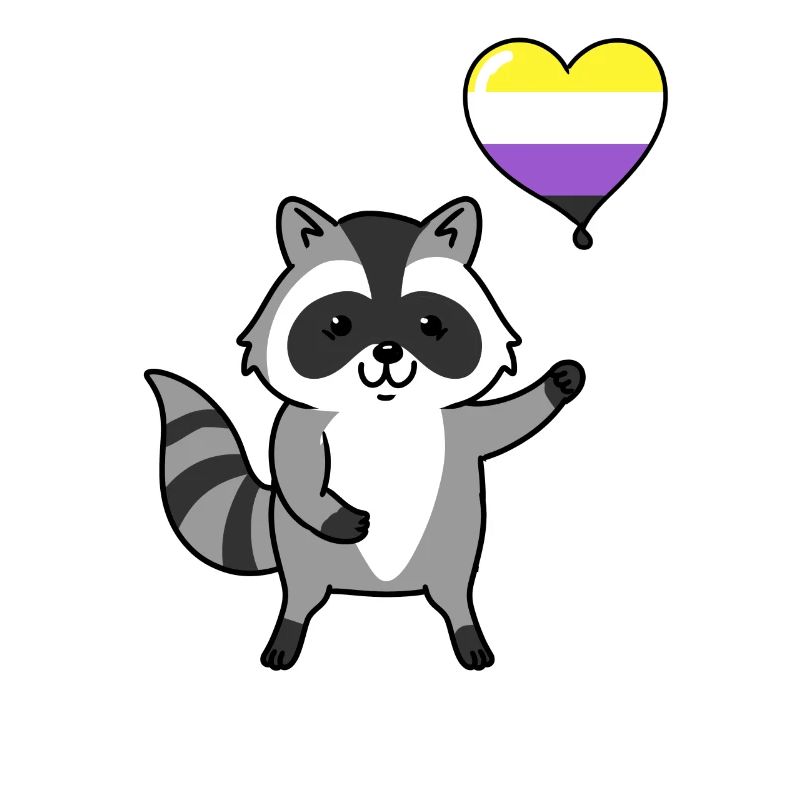 Raccoon Heart Balloon Nonbinary