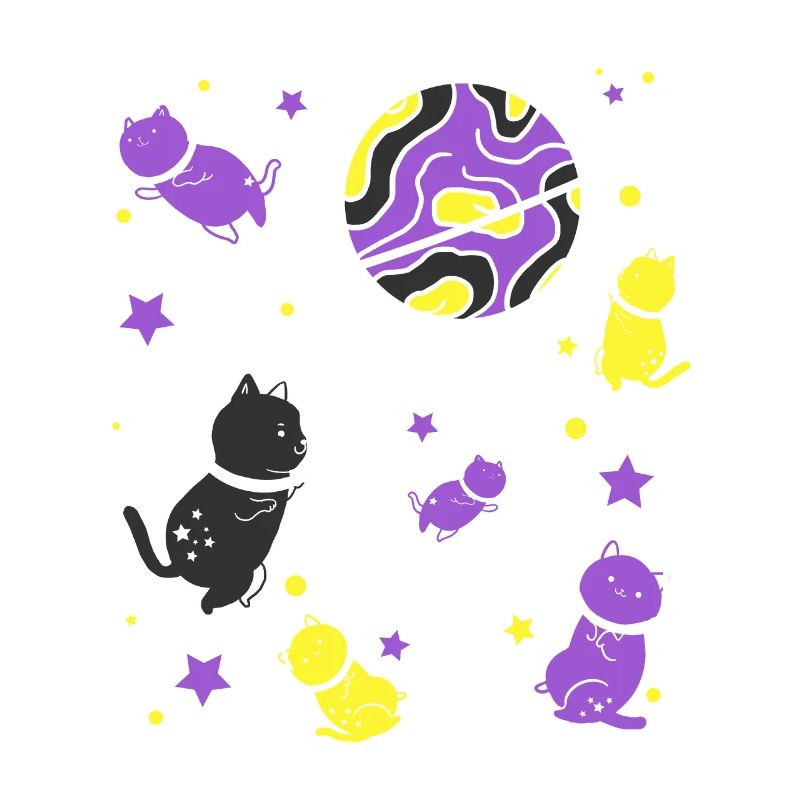 Nonbinary Pride Katze im Weltraum