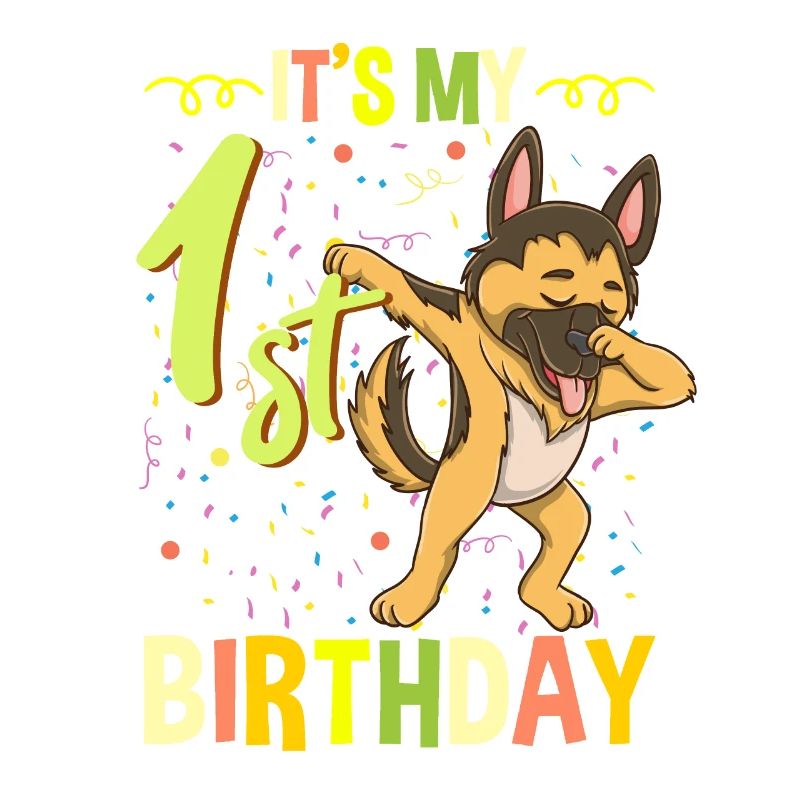 Its My 1st Birthday Dabbing German Shepherd