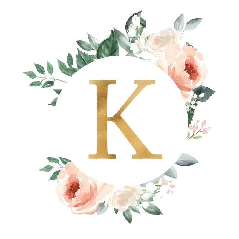 K Monogram Green, Pastel, Wreath