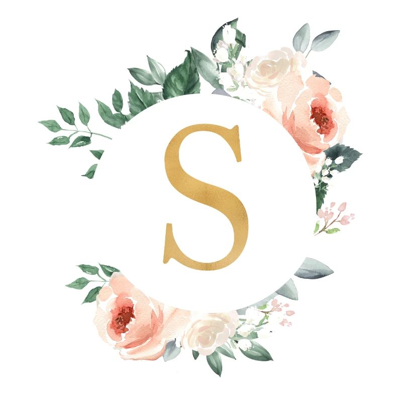 S Monogram Green, Pastel, Wreath