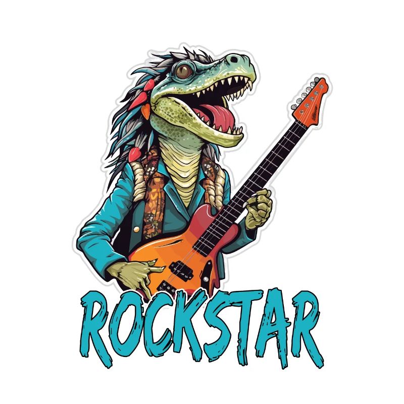 Reptil-Musiker mit E-Gitarre