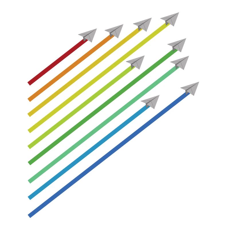 rainbow paper plane flight