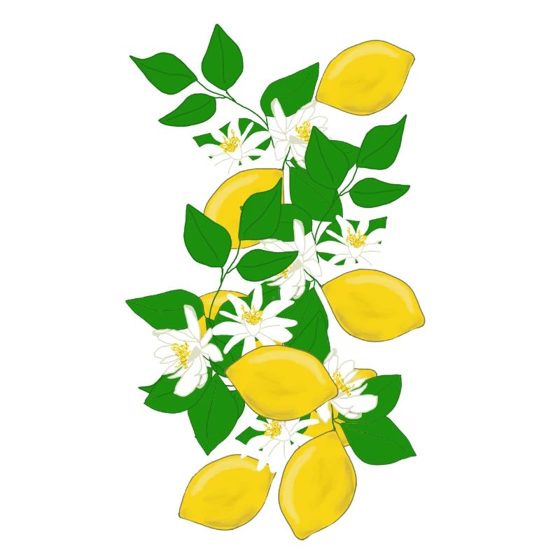Lemons, branches, flowers