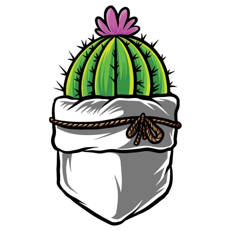 Cactus avec fleur rose dans la poche de votre poitrine