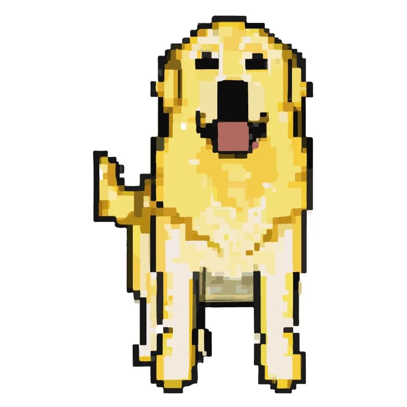 Golden Retriever Pixelated Pixel Dog