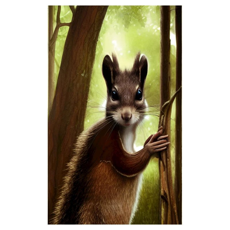 Cool Comic Portrait wild red squirrel majestic