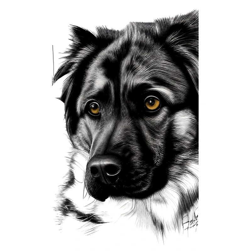Black and White Dog Sketch