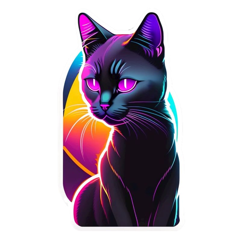chat noir et effet néon