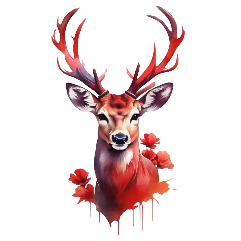 Cerf élaphe dans la mer de fleurs