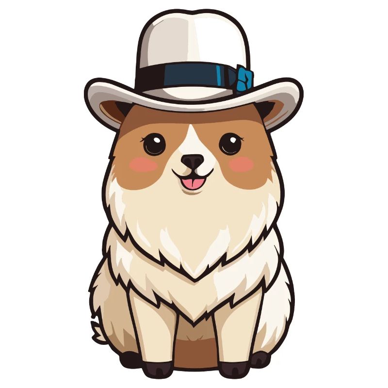Bébé alpaga mignon avec un chapeau