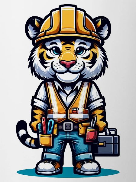 Cute Tiger Construction Worker