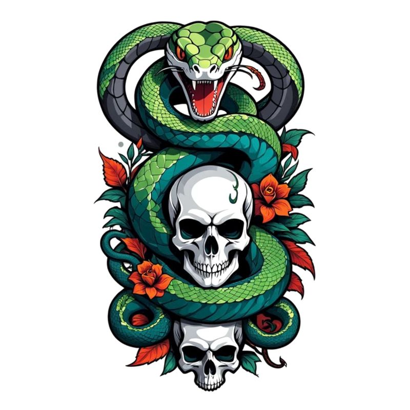 serpent squelette et tatouage