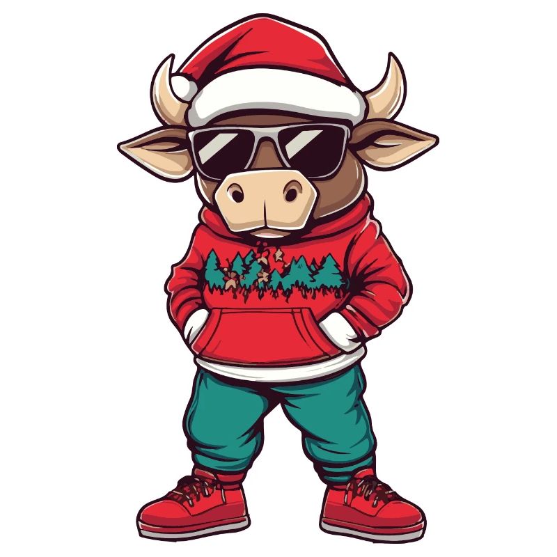 Bull Christmas Comic Cool Taurus