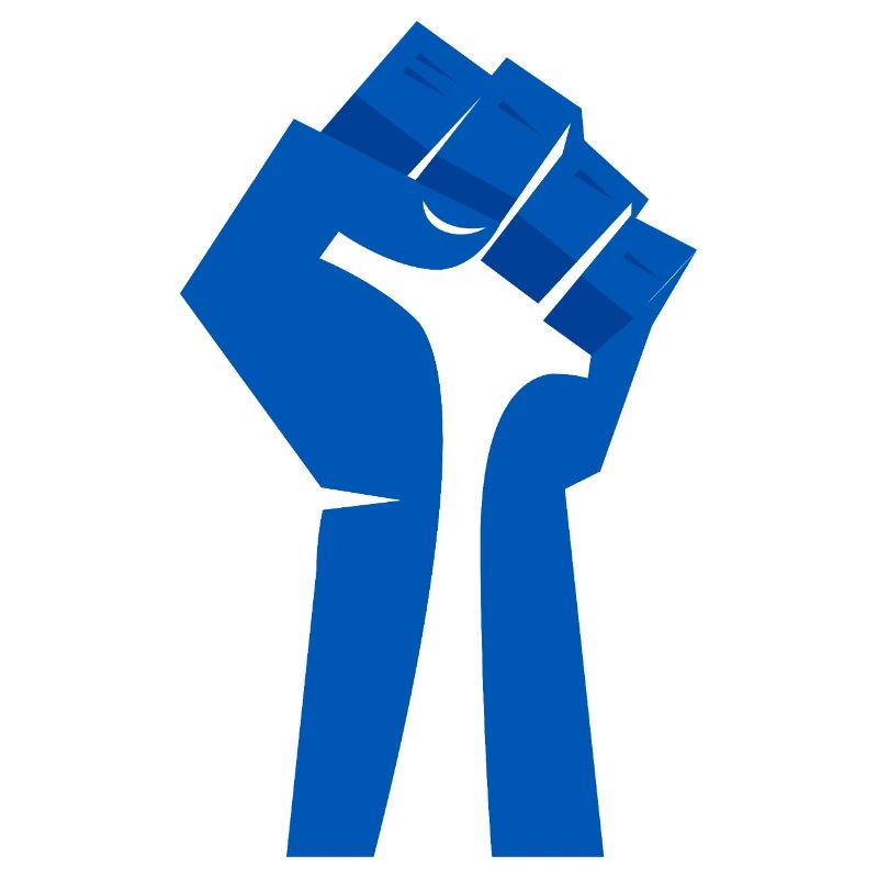 Le poing levé (bleu, blanc)