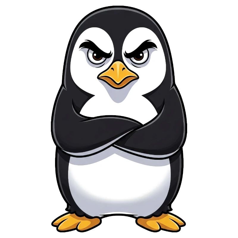 Grumpy Pinguin Cartoon sauer mürrisch genervt