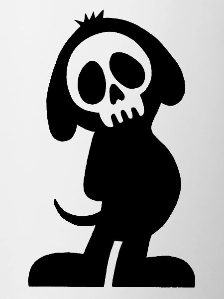Black Dog Skull and Silhouette