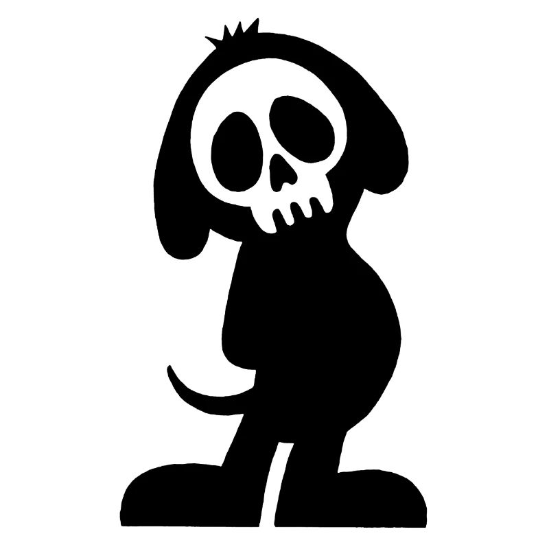 Crâne et silhouette de chien noir