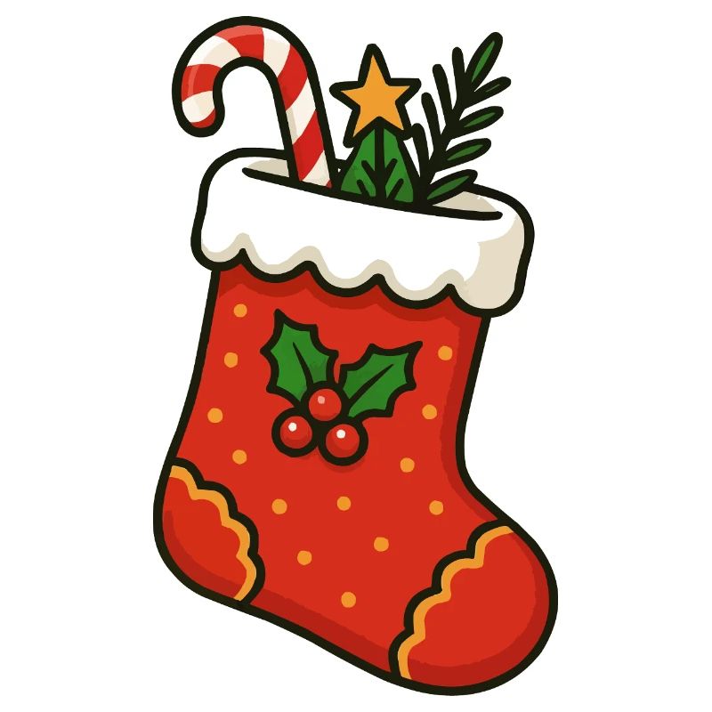 Christmas stocking with candy cane