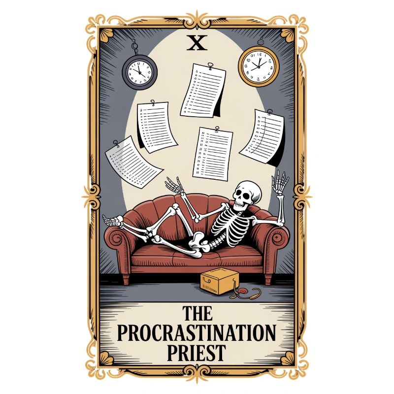 The Procrastination Priest Skelett Aufschieberitis