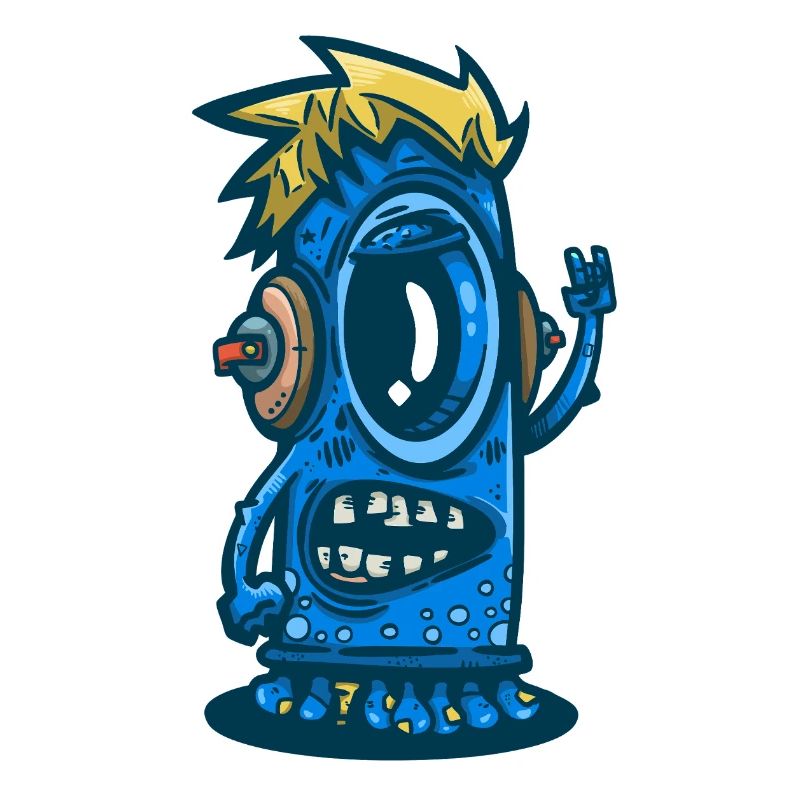Blue Monster mit Kopfhörern