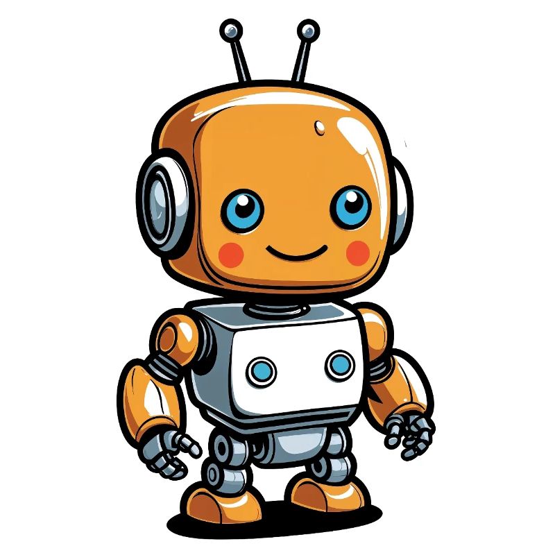 Kawaii Orange Roboter mit Headset