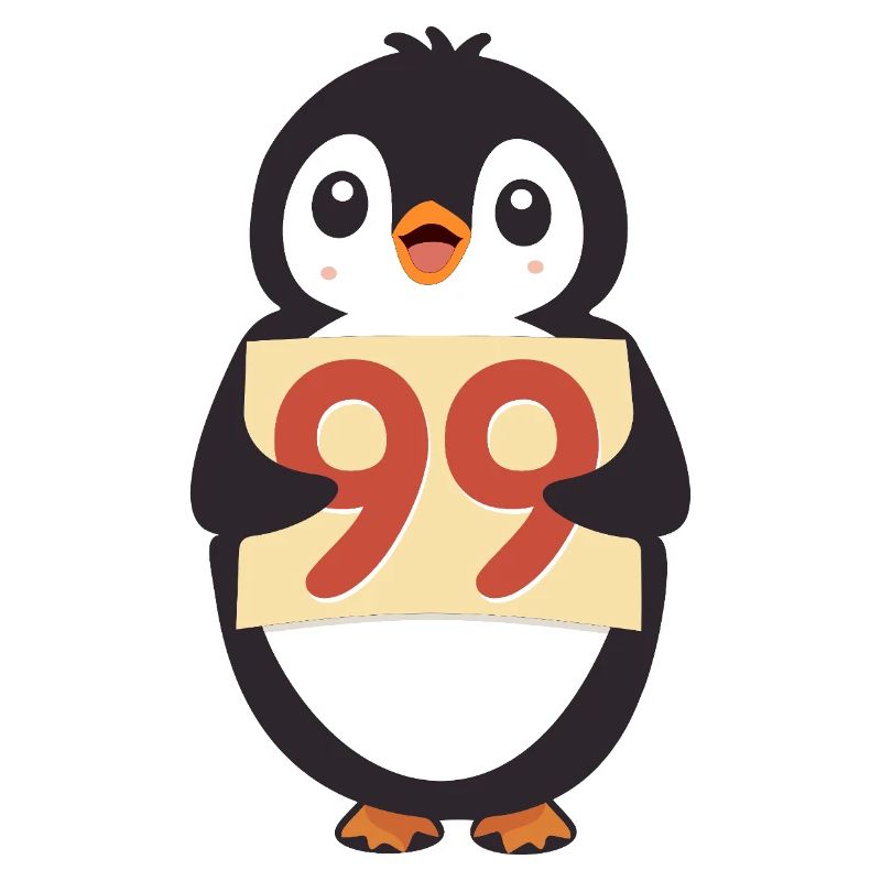 Süßer Pinguin hält ein Zahlenzeichen