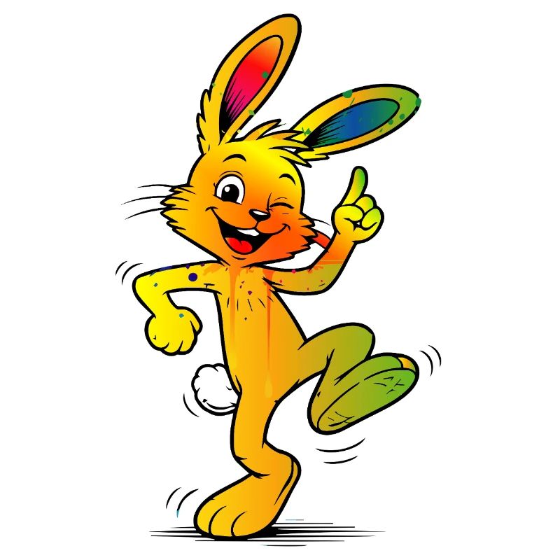 Colorful Bunny Cartoon Funny Easter Design
