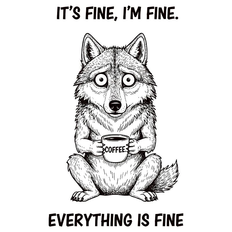 Its Fine Im Fine Coffee Wolf Humor