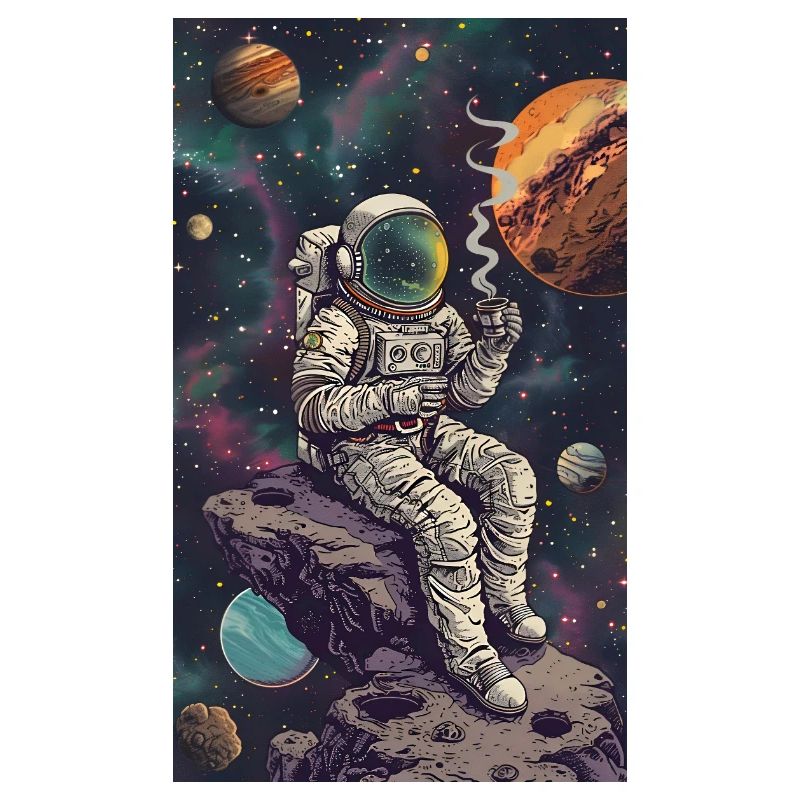 Astronaute sur un astéroïde dans l’espace