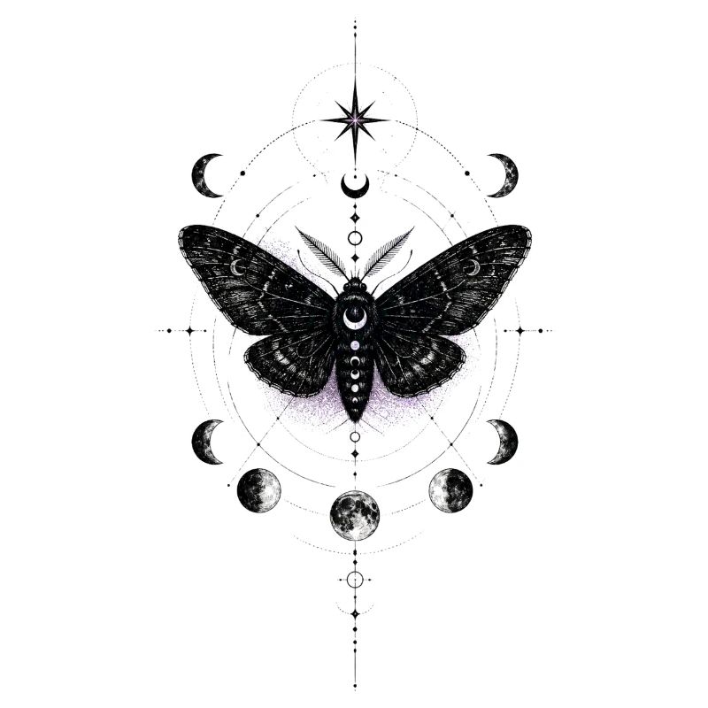 Moonlit Moth in Celestial Ring