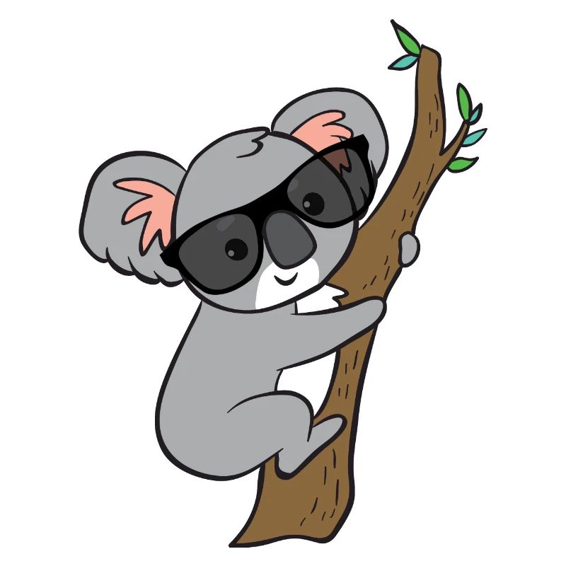 Koala with glasses on tree